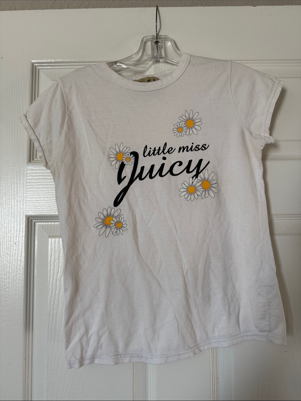 Juicy Couture White Tee with Daisy Graphic and 'Little Miss Juicy' Script